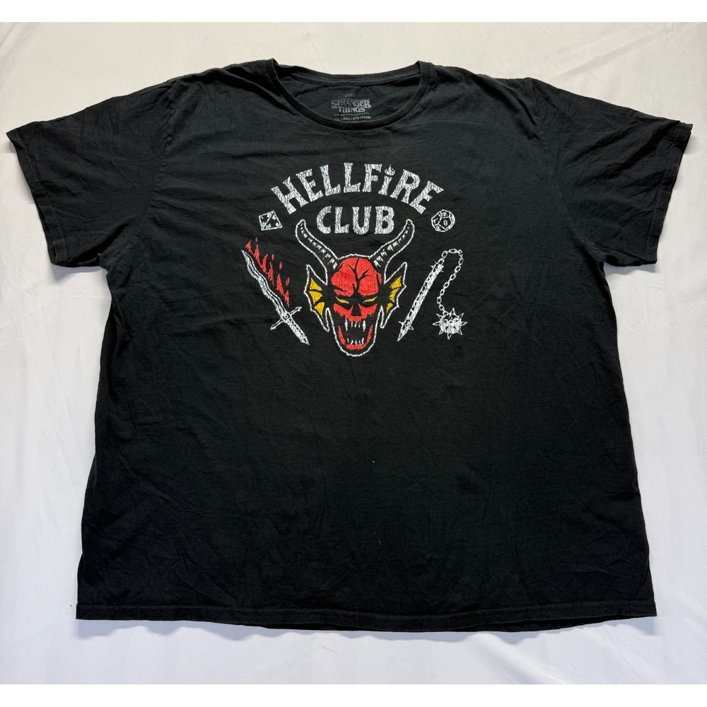 Netflix Stranger Things T Shirt Men 3XL Black Graphic Print Hellfire Club Cotton